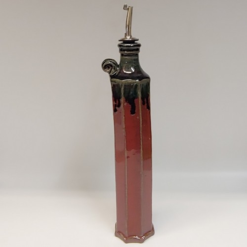 #220516 Oil/Vinegar Cruet Red/Black $24.50 at Hunter Wolff Gallery
